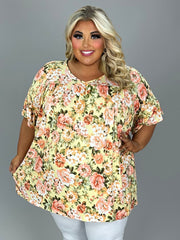 24 PSS {All That Matters} Beige/Coral Floral V-Neck Top EXTENDED PLUS SIZE 4X 5X 6X