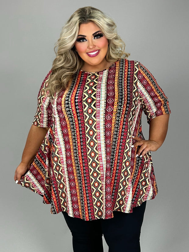 21 PSS {Never Ending Party} Red Tribal Print Top EXTENDED PLUS SIZE 4X 5X 6X