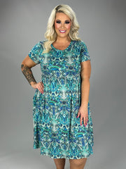 SALE!! 30 PSS {Honest Thoughts} Teal Print Babydoll Dress EXTENDED PLUS SIZE 1X 2X 3X 4X 5X