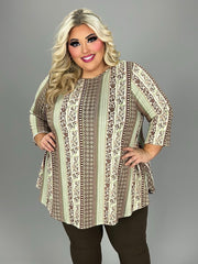 13 PQ {Instantly Adored} Brown/Green Multi Print Top EXTENDED PLUS 4X 5X 6X