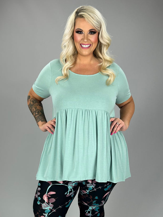 SALE!!  34 SSS {Feeling The Love} Dusty Green Babydoll Tunic PLUS SIZE 1X 2X 3X