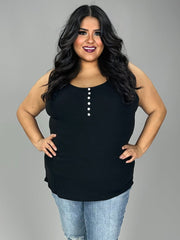 60 SV-P  {Can You Feel It} Black Ribbed Tank Top PLUS SIZE 1X 2X 3X