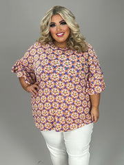 SALE!! 32 PSS {Radiate Poise} Royal Blue/Yellow Floral Top EXTENDED PLUS SIZE 4X 5X 6X