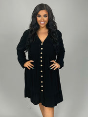 SALE!! 58 SLS {I Have Arrived} Black Tiered Dress w/Buttons PLUS SIZE 1X 2X 3X