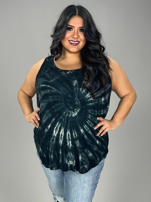 SALE!! 19 SV-V {Take It From Me} Black Tie Dye Sleeveless Top PLUS SIZE 1X 2X 3X