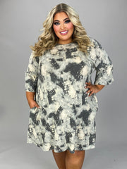 SALE!! PQ-S {Campfire Nights} Charcoal Tie Dye Knit Dress EXTENDED PLUS SIZE 4X 5X 6X