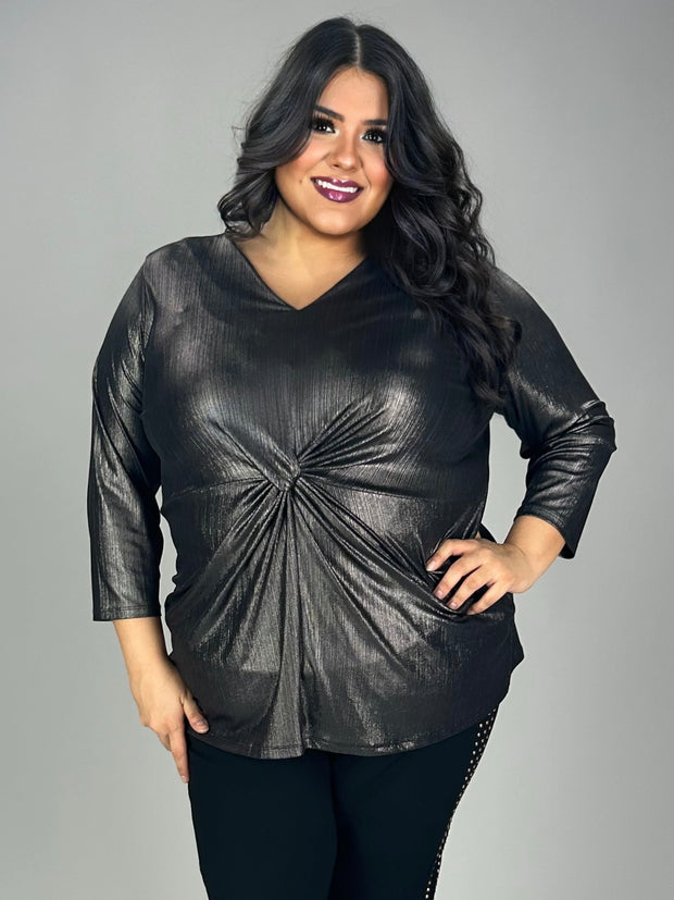 PQ-A  M-109 {Alfani} Mod Shimmer Twist Knot Top Retail $75.50 PLUS SIZE 3X