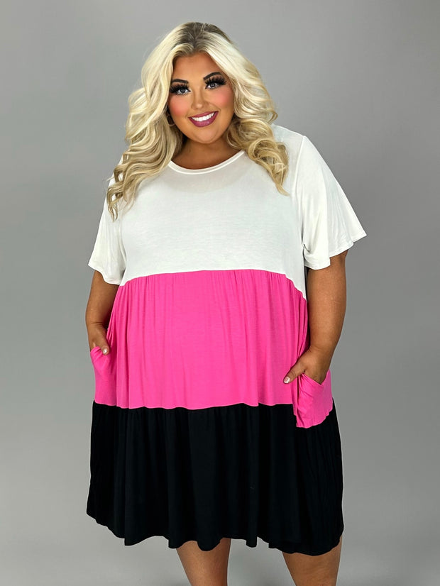 31 CP {Having A Ball} Ivory/Fuchsia/Black Color Block Dress CURVY BRAND!!! EXTENDED PLUS SIZE 4X 5X 6X