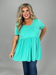 66 SSS-D {Blessed With Curvy} Mint Babydoll Tunic  PLUS SIZE 1X 2X 3X