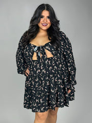 SALE!! 87 PLS-C {Oh La La} Black Floral Tiered Open Back Dress PLUS SIZE XL 2X 3X 4X