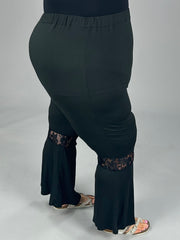 SALE!! BT-Z {Little Bit Hippy} Black Buttersoft Pants w/Lace Inset CURVY BRAND!!!  1X 2X 3X 4X 5X 6X  (May Size Down 1 Size)