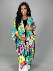 39 OT-C {Happier Than Ever} Umgee   Multi-Color Kimono PLUS SIZE