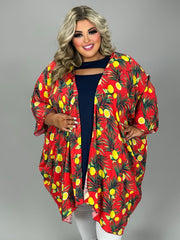 60 OT {Lemon Life} Red Lemon Print Kimono EXTENDED PLUS SIZE 3X 4X 5X