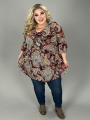 34 PSS {Creative Concepts} Burgundy Paisley Babydoll Top EXTENDED PLUS SIZE 3X 4X 5X