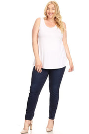 15 SV {Familiar Feelings} White Round Neck Layering Tank PLUS SIZE 1X 2X 3X