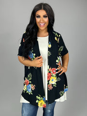 25 OT {Notable Charm} Black Floral Cardigan PLUS SIZE 1X 2X 3X