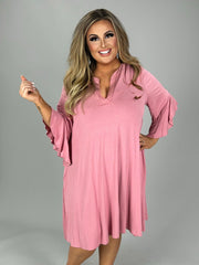 66 SQ {Come Get Me} Mauve V-Neck Dress PLUS SIZE XL 2X 3X