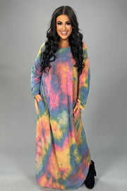 SALE!!   LD-E {Not the Same Old} Multi-Color Tie Dye Maxi Dress PLUS SIZE 1X 2X 3X