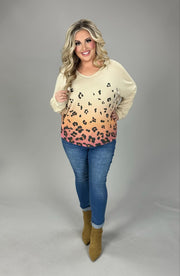 41   CP-D {Look into my eyes} Ivory/Rose Animal Print Tunic w/Criss Cross Back 1X 2X 3X