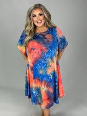 81 PSS-C {Color On My Mind} Fruit Punch Tie Dye Dress PLUS SIZE 1X 2X 3X