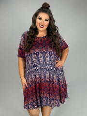 SALE!! 17 PSS-M {Hometown Memories} Navy/Multi-Color Print Dress PLUS SIZE 1X 2X 3X