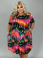 SALE!! 51 PSS {Perfect View} Multi-Color Print Dress w/Pockets EXTENDED PLUS SIZE 3X 4X 5X