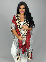 SALE!! 1-18 OT-Z {Top Knot} Umgee Ivory Animal Print Kimono PLUS SIZE XL/1X  1X/2X