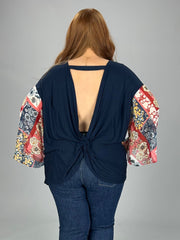 SALE!!  39 CP-I {Hot Topic} Navy Open Back Top with Angel Sleeves PLUS SIZE 1X 2X 3X