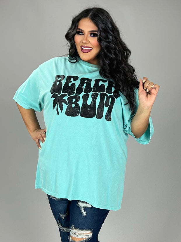 SALE!! 39 GT {Aqua Beach Bum} Aqua Comfort Colors Graphic Tee PLUS SIZE 3X