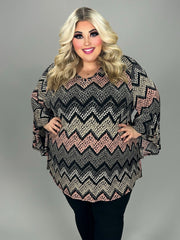 SALE!! 24 PQ {Zig Zag Love} Grey/Coral Zig Zag Print Top EXTENDED PLUS SIZE 4X 5X 6X