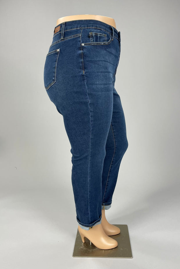 SALE!! BT-A {Judy Blue} Dk Blue High Waist Boyfriend Jeans EXTENDED PLUS SIZE 16 18 20 22 24