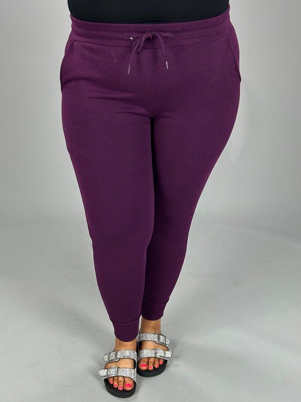 SALE!! BT-A {Word On The Street} Plum Jogger Pants W/ Drawstring