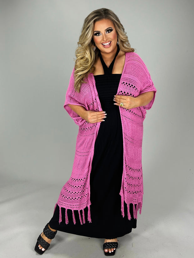 SALE!! OT-B {MimosaLane} Lt. Orchid Cardigan with Fringe Detail With Back Lace Insert PLUS SIZE 1X 2X 3X