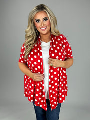 23  OT {Calling All Dots} Red/White Polka Dot Cardigan  PLUS SIZE XL 2X 3X