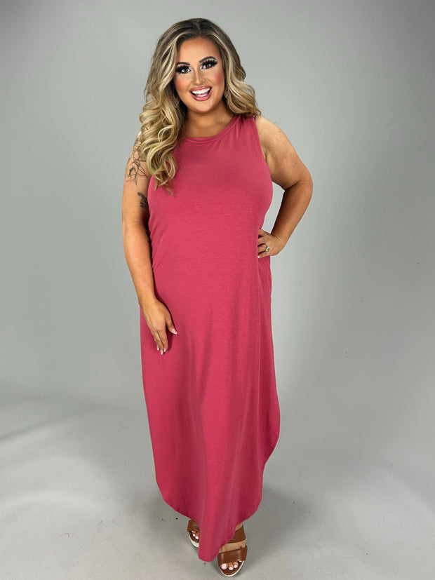 LD-L {Adoration} ROSE Sleeveless Maxi Dress PLUS SIZE 1X 2X 3X