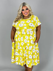 21 PSS {Fav Adventure} Yellow Floral Empire Waist Dress EXTENDED PLUS SIZE 3X 4X 5X