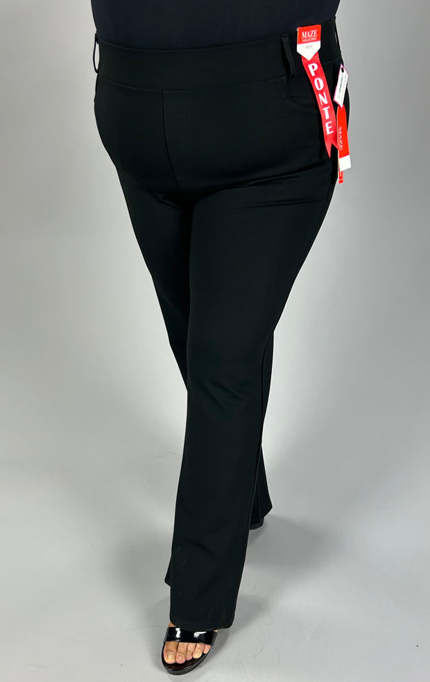 BT-B {Maze Collection} Black Ponte Bootcut Pants PLUS SIZE 1X 2X 3X