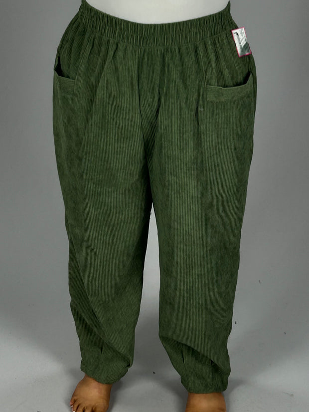 SALE! BT-B {Jog My Memory} Olive Corduroy Pocket Joggers PLUS SIZE 1X 2X 3X