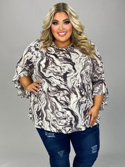 SALE!! 93 PQ {Keep My Interest} Dark Purple Marbled Print Top EXTENDED PLUS SIZE 4X 5X 6X