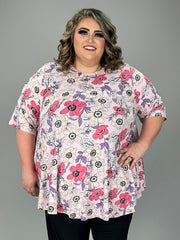 SALE!! 34 PSS {Totally Darling} Pink Floral Tunic EXTENDED PLUS SIZE 4X 5X 6X