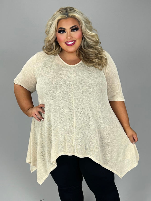 55 SSS {Easy Fix} Lt. Taupe Asymmetrical Hem Top EXTENDED PLUS SIZE 4X 5X 6X