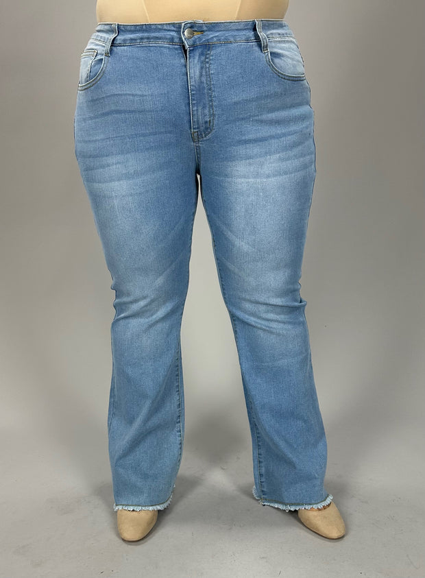 BT-R {Going Nowhere Fast} Lt. Blue Frayed Hem Jeans CW EXTENDED PLUS SIZE 1X 2X 3X 4X