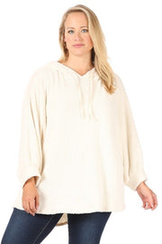 22 HD {Call Me Cozy} Cream Fuzzy Hoodie PLUS SIZE XL 2X 3X