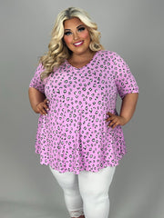 62 PSS {Making History} Lavender Leopard Print V-Neck Top EXTENDED PLUS SIZE 3X 4X 5X