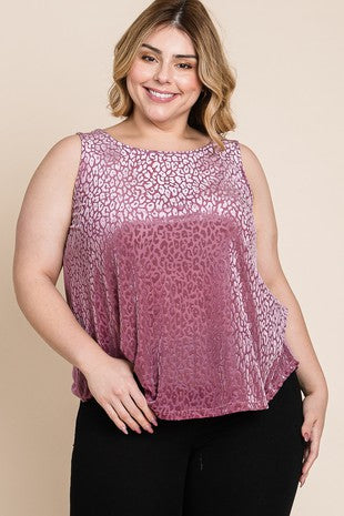 17 SV {On The Prowl} Pink Leopard Print Sleeveless Top PLUS SIZE XL 2X 3X