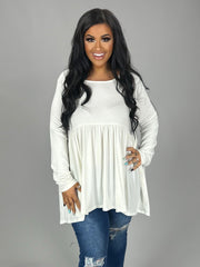 94 SLS-C {Keep It Going} Ivory Babydoll Hi/Low Top PLUS SIZE 1X 2X 3X