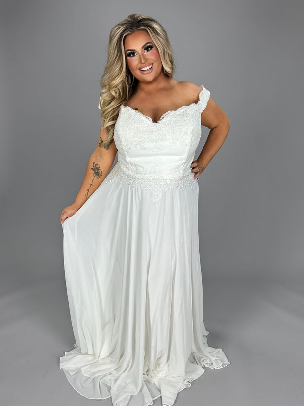 LD-G {Total Innocence} Ivory Chiffon Gown EXTENDED PLUS SIZE 26