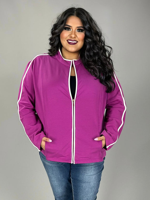 SALE!! OT-A M-109  {D&D Lifestyle} Plum Zippered Jacket