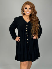 SALE!! 58 SLS {I Have Arrived} Black Tiered Dress w/Buttons PLUS SIZE 1X 2X 3X