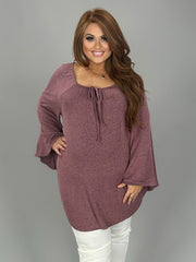 25 SQ {Making You Happy} Heather Mauve Top w/Neck Tie PLUS SIZE 1X 2X 3X